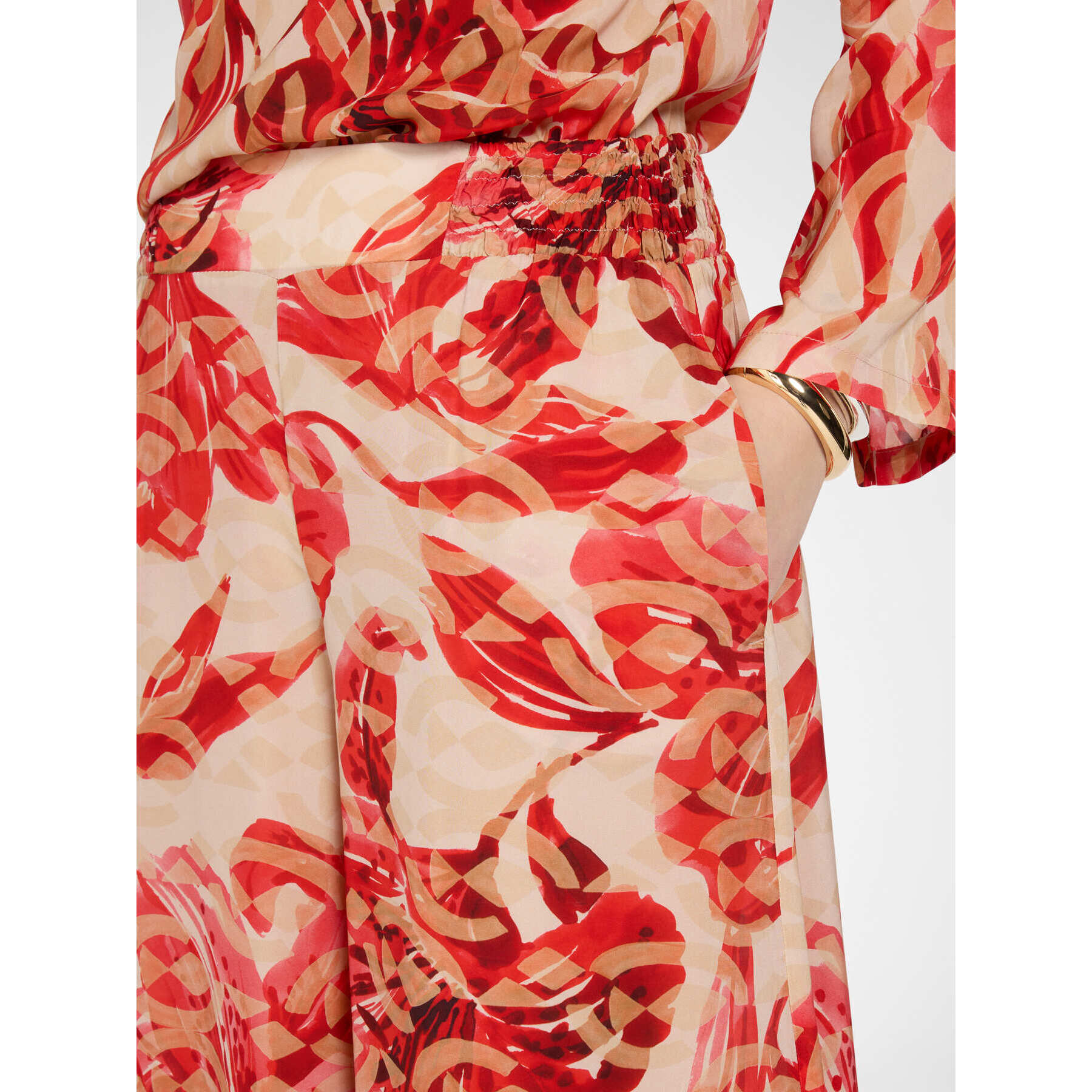 Elena Mirò - Pantaloni palazzo stampati - Rosso