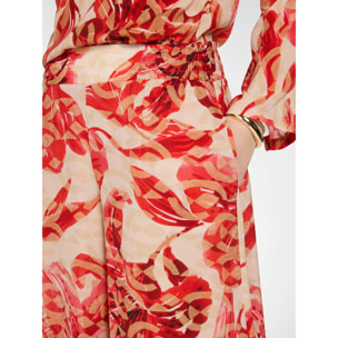 Elena Mirò - Pantaloni palazzo stampati - Rosso