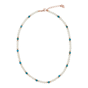 Collana Girocollo con Apatite Blu e Perle d'Acqua Dolce Ø 4/5 mm