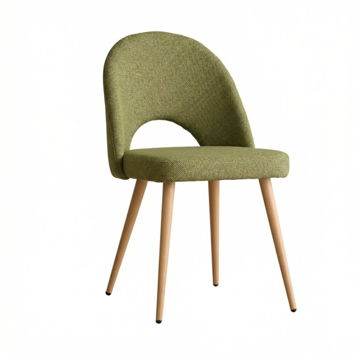 Chaise rembourrée Onna -tissu et bois-couleur vert 52 x 85 x 59 cm