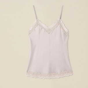 Oltre - Top lingerie in raso e pizzo - Bianco