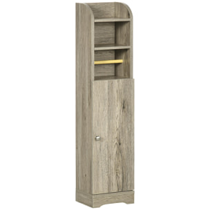 Armario Alto de Baño Columna Auxiliar de Baño Armario Multiusos con Estante Ajustable y Portarrollos de Papel para Salón Dormitorio 23x18x100 cm Gris