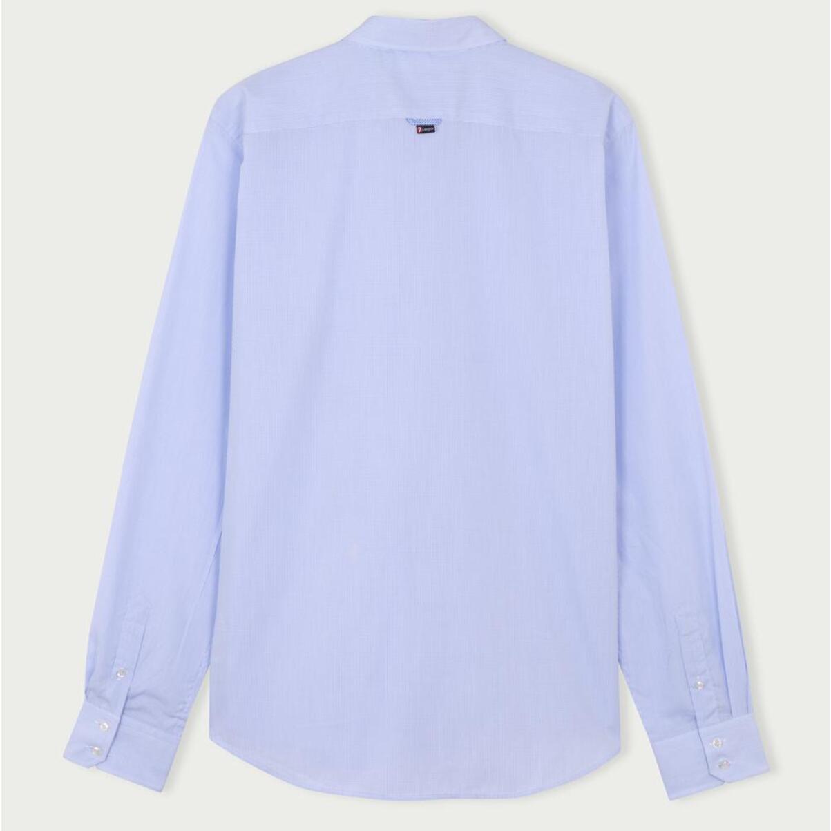 Camicia Uomo 2 Bottoni Button Down Slim Cotone Quadro Piccolo Bianco\Blu Inchiostro