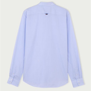 Camicia Uomo 2 Bottoni Button Down Slim Cotone Quadro Piccolo Bianco\Blu Inchiostro