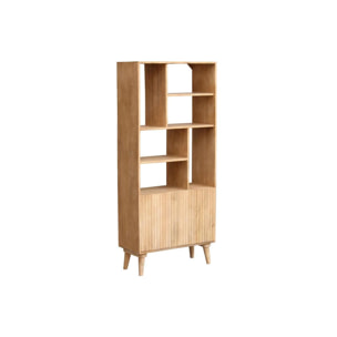 Bibliothèque en bois manguier massif 2 portes gravées L80 cm RUBIA