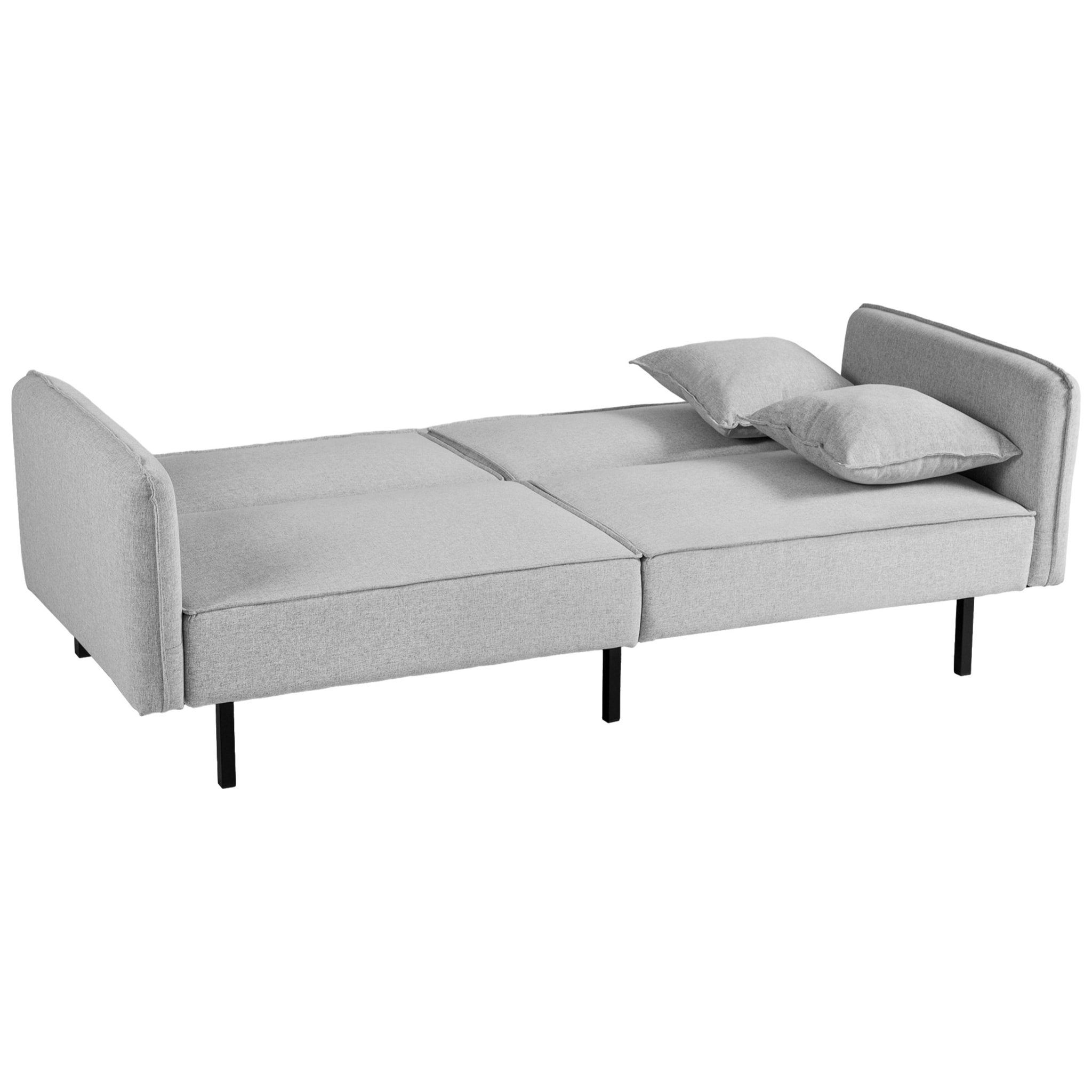 Canapé convertible 3 places, canapé-lit clic-clac, avec 2 coussins 195l x 89P x 87H cm gris clair