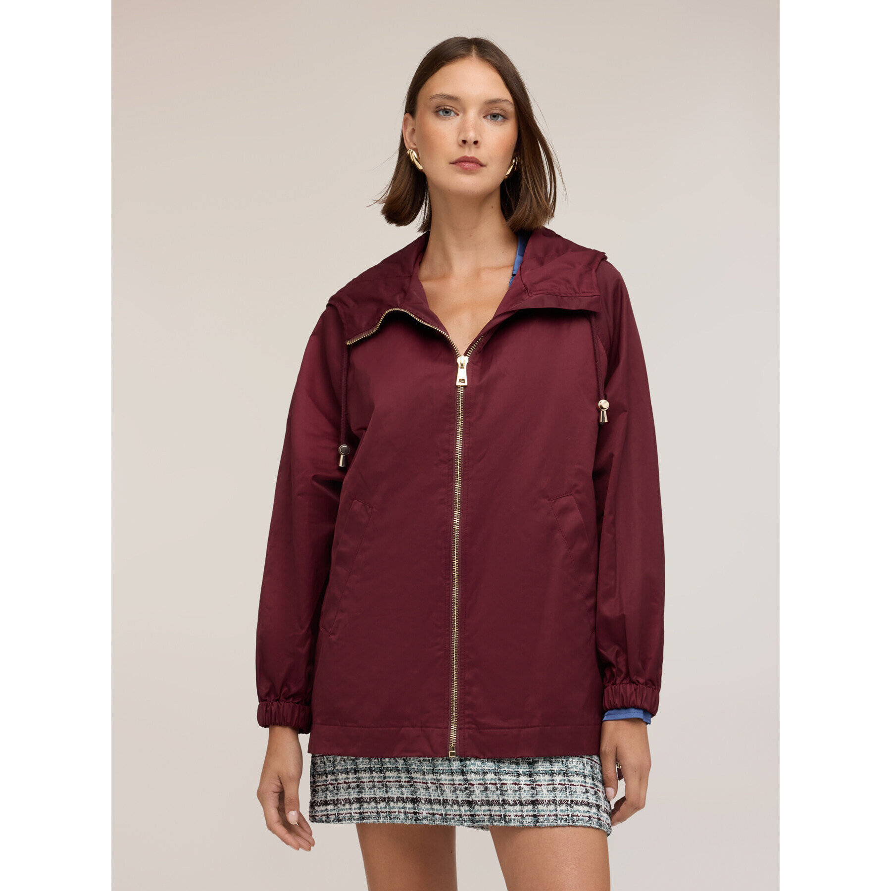 Motivi - Parka de mezcla de algodón con capucha - Burgundy