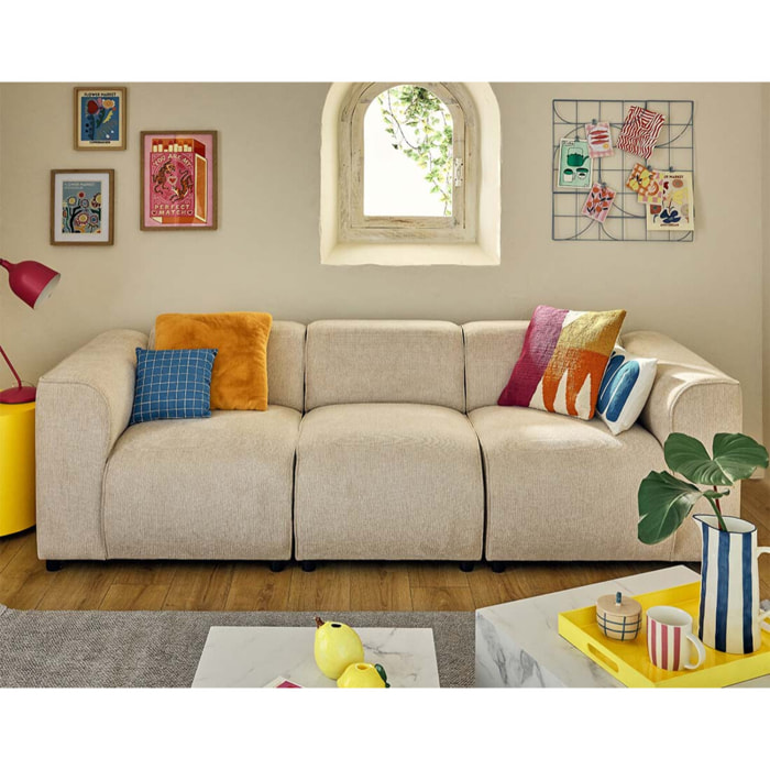 Suaro - Module d'assise sans accoudoirs en tissu texturé - Beige