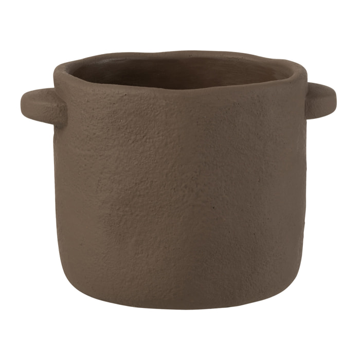 J-Line cache-pot Gustave - ciment - brun foncé - Ø 19 cm