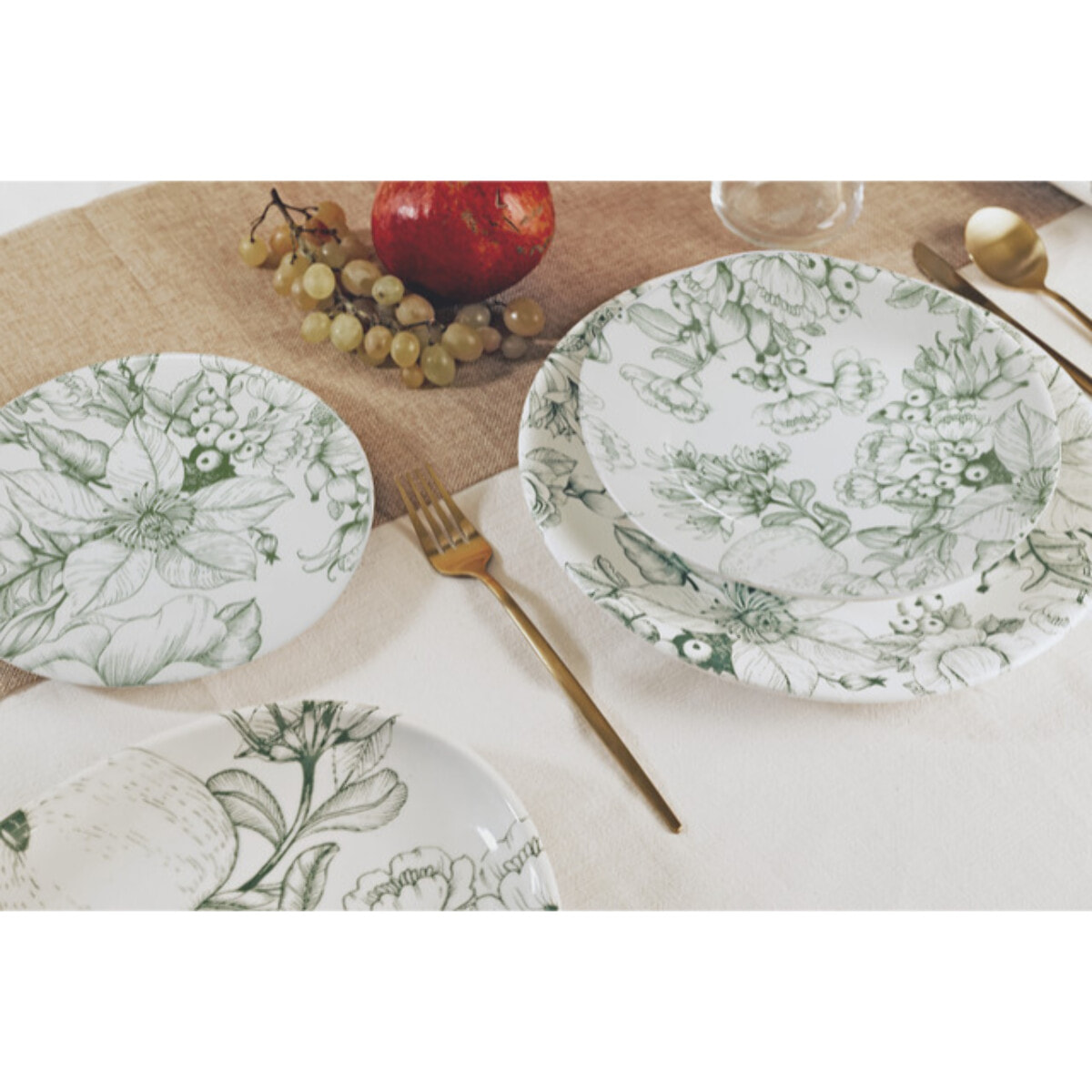 Set 6 piatti piani Jacquard in ceramica sottosmalto