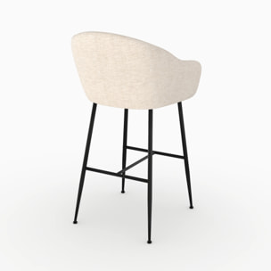 Chaise de bar en tissu blanc chiné 76 cm - Socky