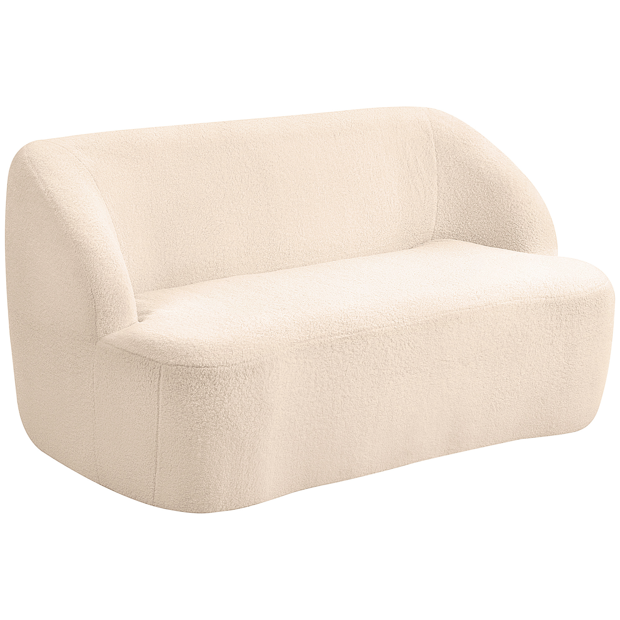 Canapé 2 places bouclette beige dim. 142 x 85 x 73,5 cm aucun montage