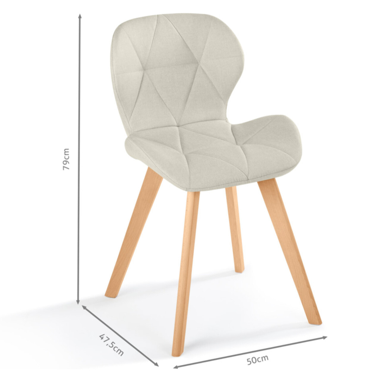 Chaises Gatsby en tissu et pieds bois - Beige