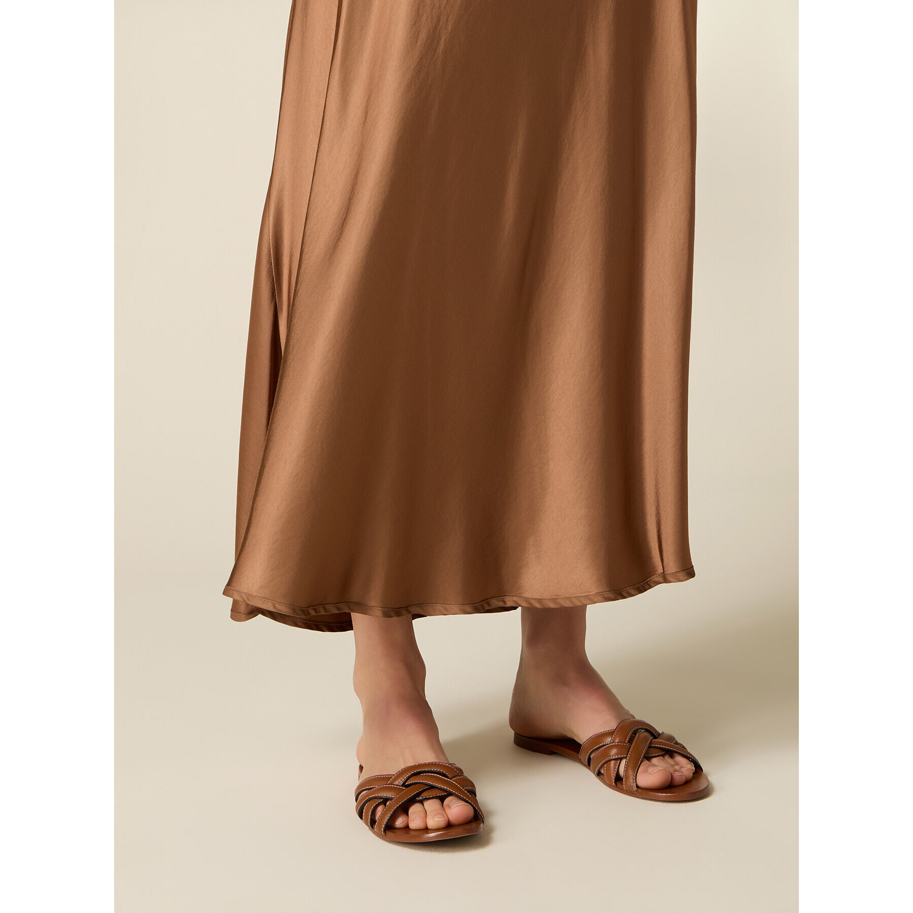 Oltre - Gonna in raso di viscosa - Marrone