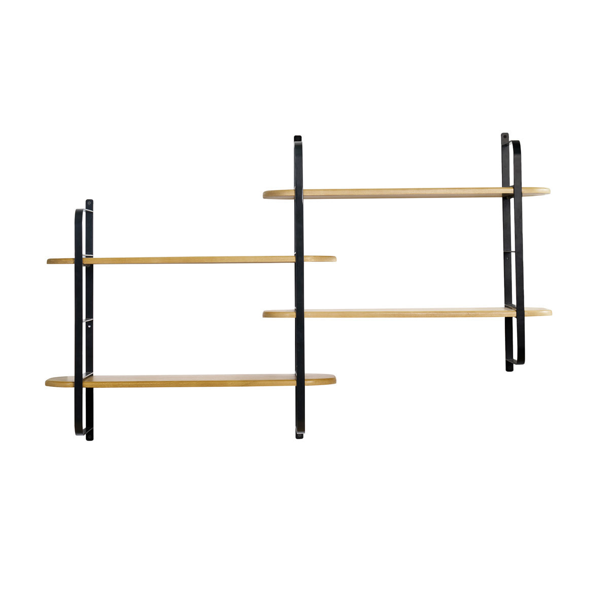 Étagère murale en bois manguier massif et métal noir L122 cm AKINA