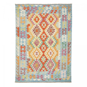 Tapis kilim ethnique, tissé plat en laine naturelle, RERUFE