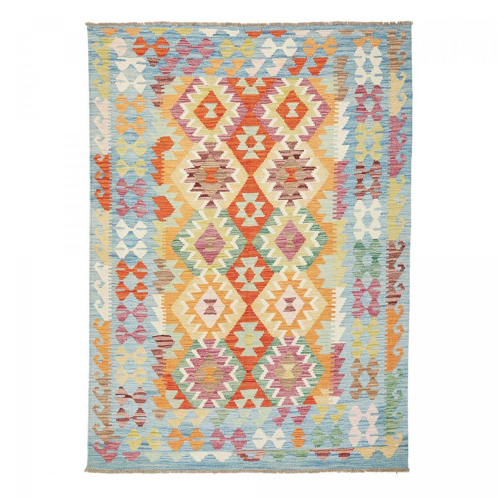 Tapis kilim ethnique, tissé plat en laine naturelle, RERUFE