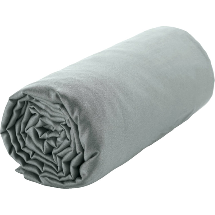 Drap housse - bonnet:30cm 100% satin de coton lavé 105 fils celadon