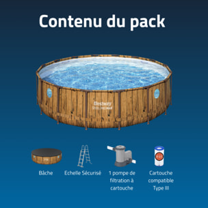Bestway Piscine hors sol Ronde Power Steel Swim Vista Motif bois 488 x 122 cm