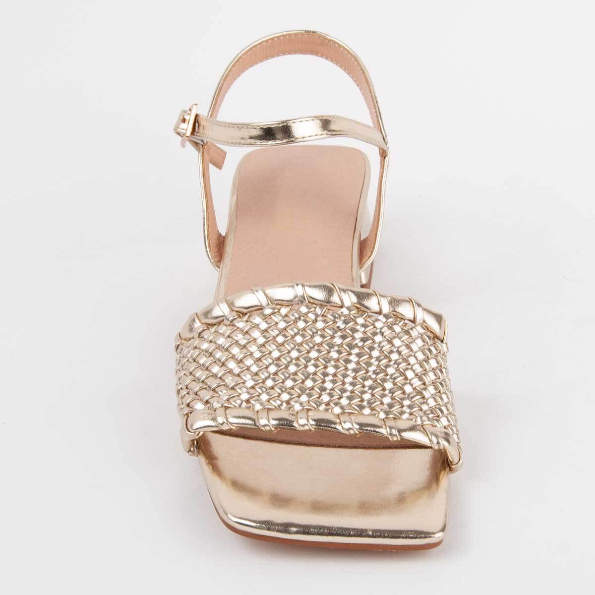 Sandalia De Tacón - Dorado - Altura: 4 Cm