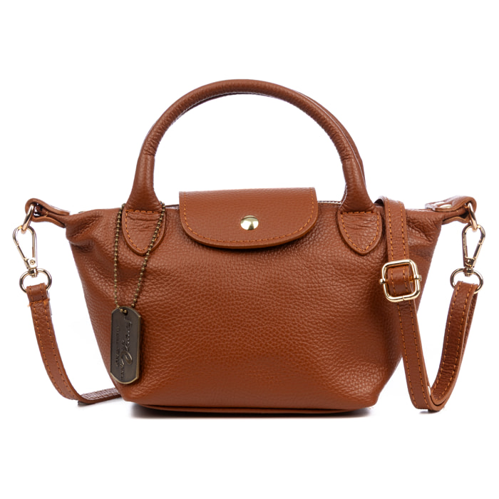 Aurano borsa a tracolla tipo Tote donna. Pelle autentica Dollaro bicolore.