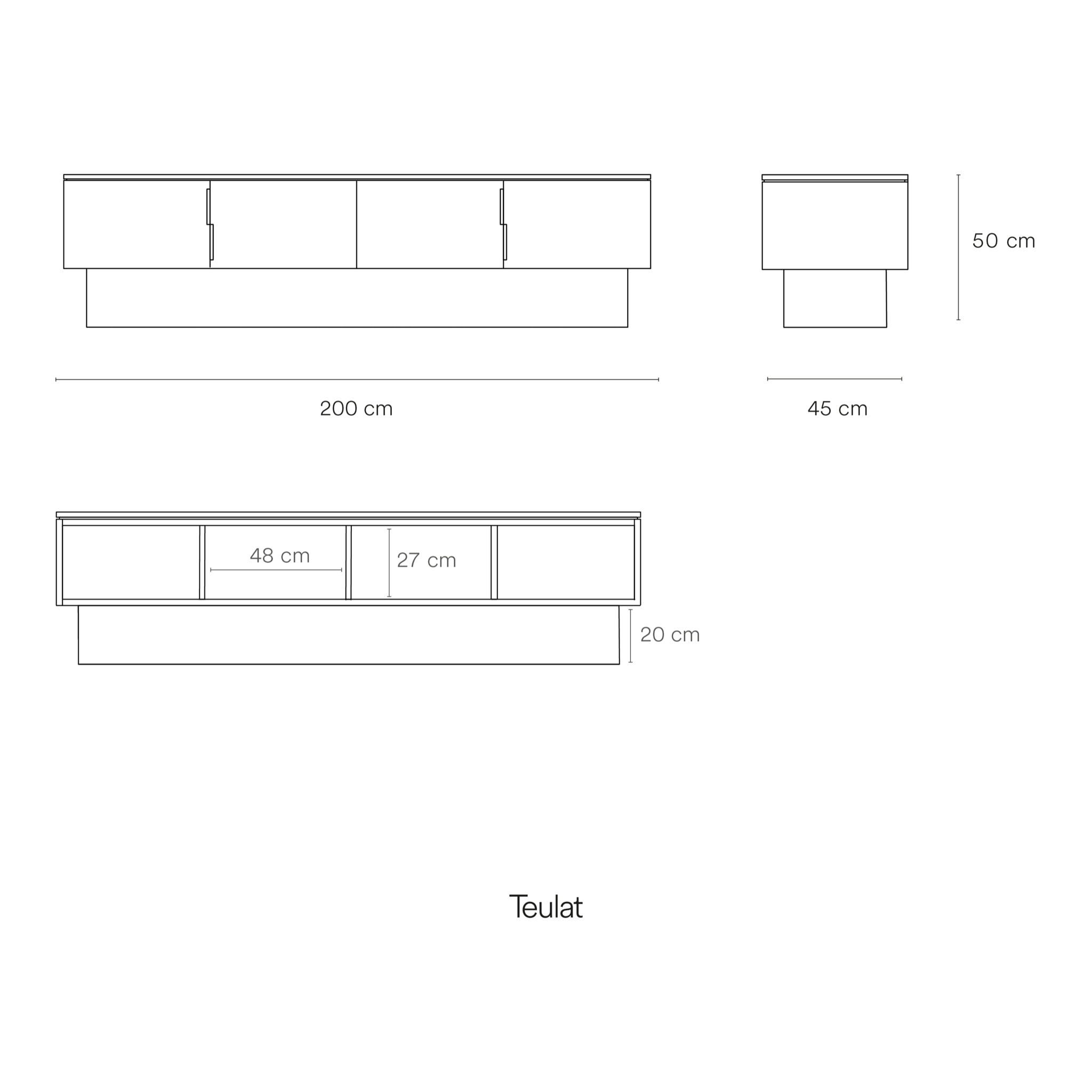 Mueble de televisión Sierra 3 puertas negro
