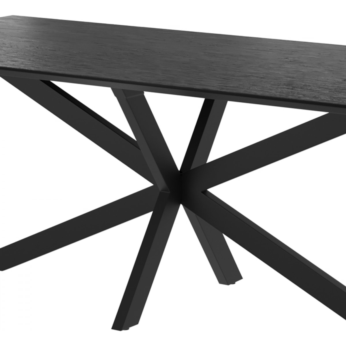 Table rectangulaire 10 personnes en bois de teck recyclé noir 240 cm - Marvel