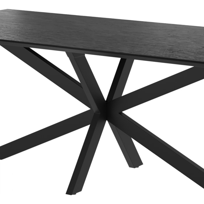 Table rectangulaire 10 personnes en bois de teck recyclé noir 240 cm - Marvel