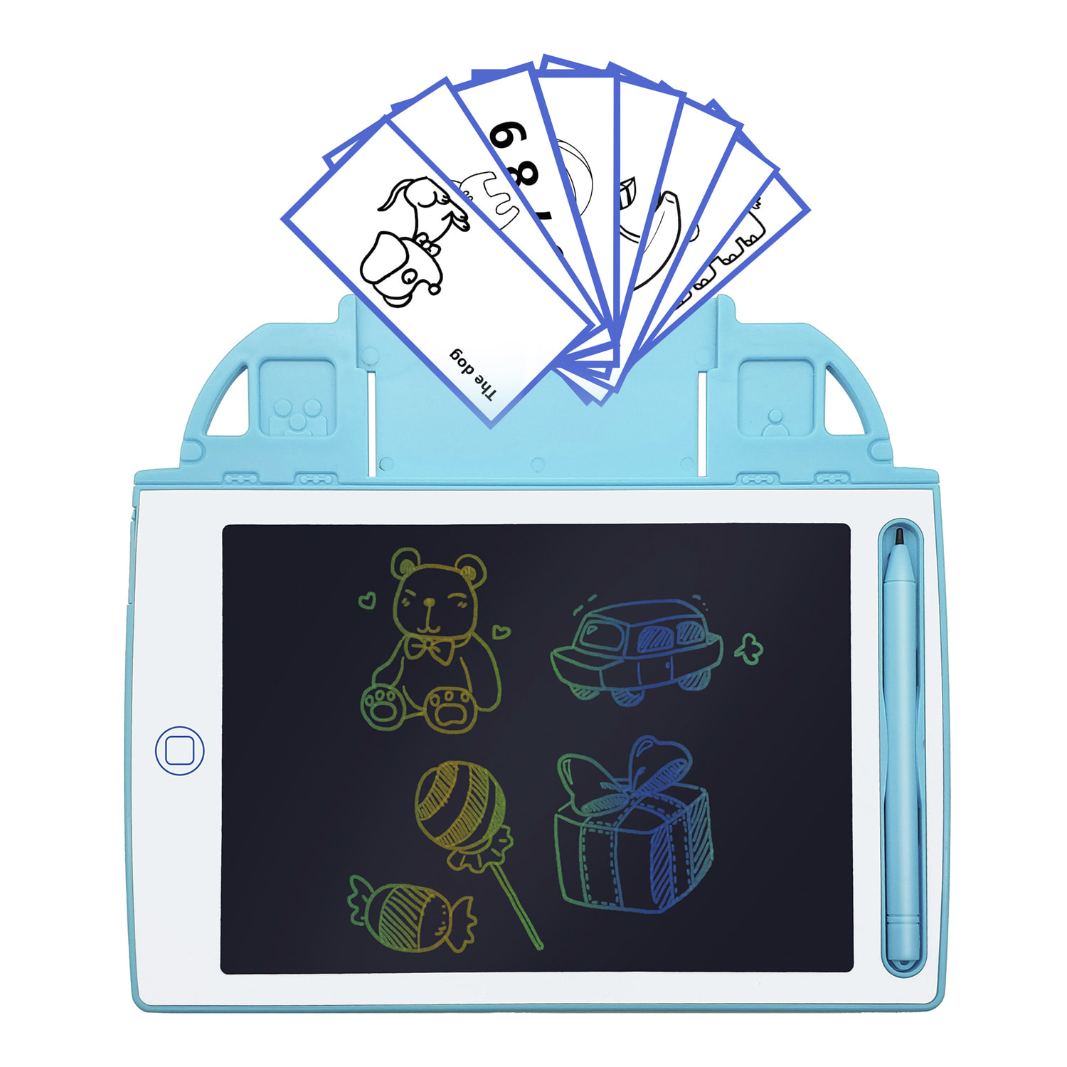 Tableta de dibujo y escritura LCD de 8,4 pulgadas, fondo multicolor. Portátil, con bloqueo de borrado. Incluye tarjetas de aprendizaje para escribir y dibujar.