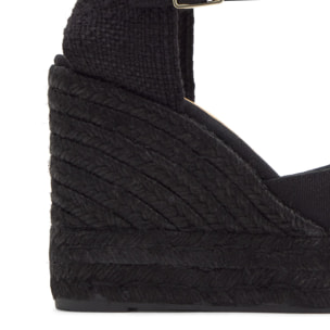 Alpargata Carol cuña de yute en algodón con pulsera y doble plataforma