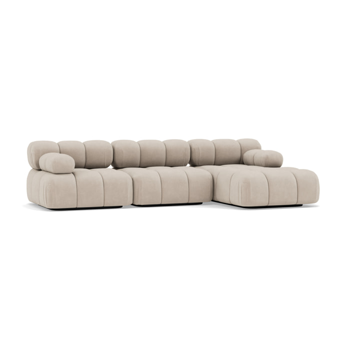 Ruby - canapé modulable d'angle droit 4 places en velours texturé - Beige