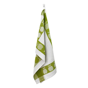 Lot de 3 torchons nid d'abeilles 50x70cm vert -  "Carré"