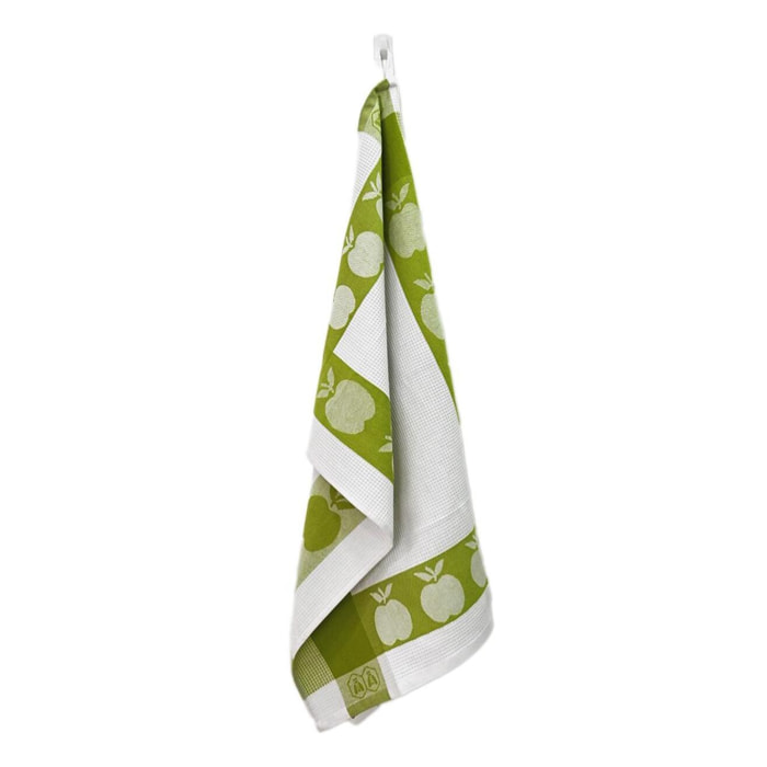Lot de 3 torchons nid d'abeilles 50x70cm vert -  "Carré"