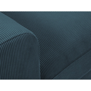 Canapé d'angle droit convertible avec coffre de rangement "Kyoto" 4 places en velours côtelé bleu foncé