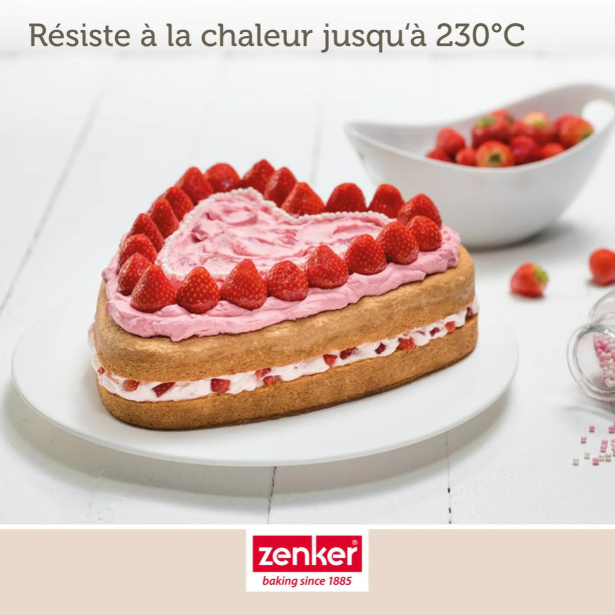 Ensemble avec 1 moule gâteau cœur, 1 spatule Zenker et 2 bols à mixer en inox Fackelmann