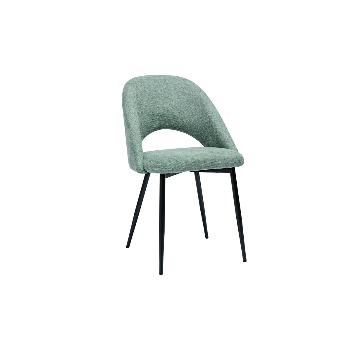 Chaises vintage en tissu effet velours texturé vert céladon et métal noir (lot de 2) COSETTE