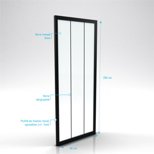 Paroi retour pour porte de douche - 90x200 cm - CRUSHX RETOUR 90CM