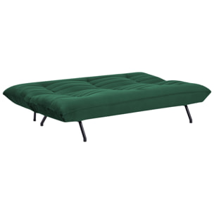 Canapé convertible 3 places en velours vert ANATOLE
