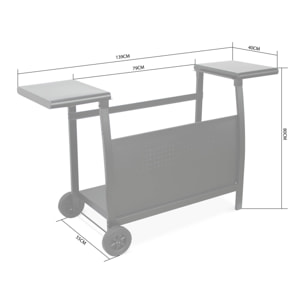 Desserte pour plancha au gaz - Chariot Porthos 4 brûleurs - Chariot barbecue noir. cuisine extérieure. roulettes
