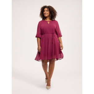 Fiorella Rubino - Vestito corto svasato in georgette - Bordeaux