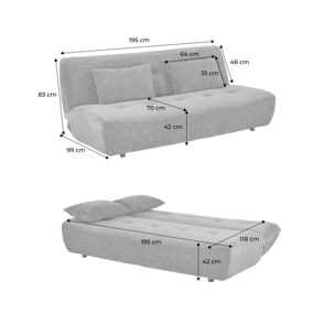 Banquette convertible tissu chenille 3 places KLIK