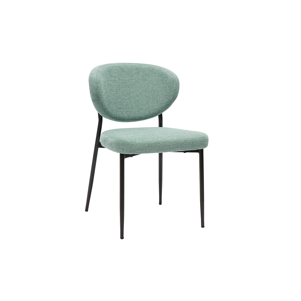 Chaises en tissu effet velours texturé vert céladon et métal noir (lot de 2) BREKA