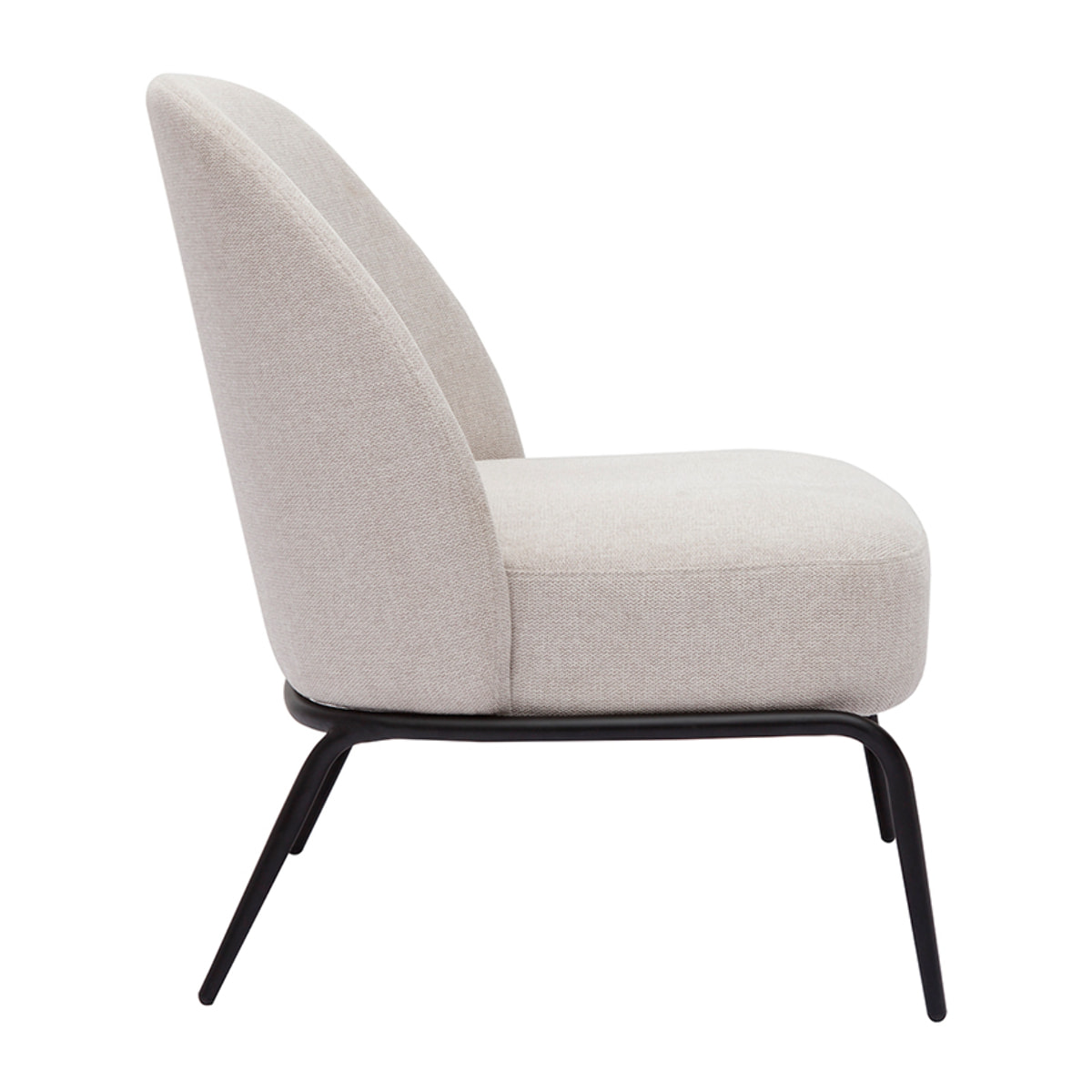 Fauteuil design en tissu effet velours texturé beige et métal noir BREGO