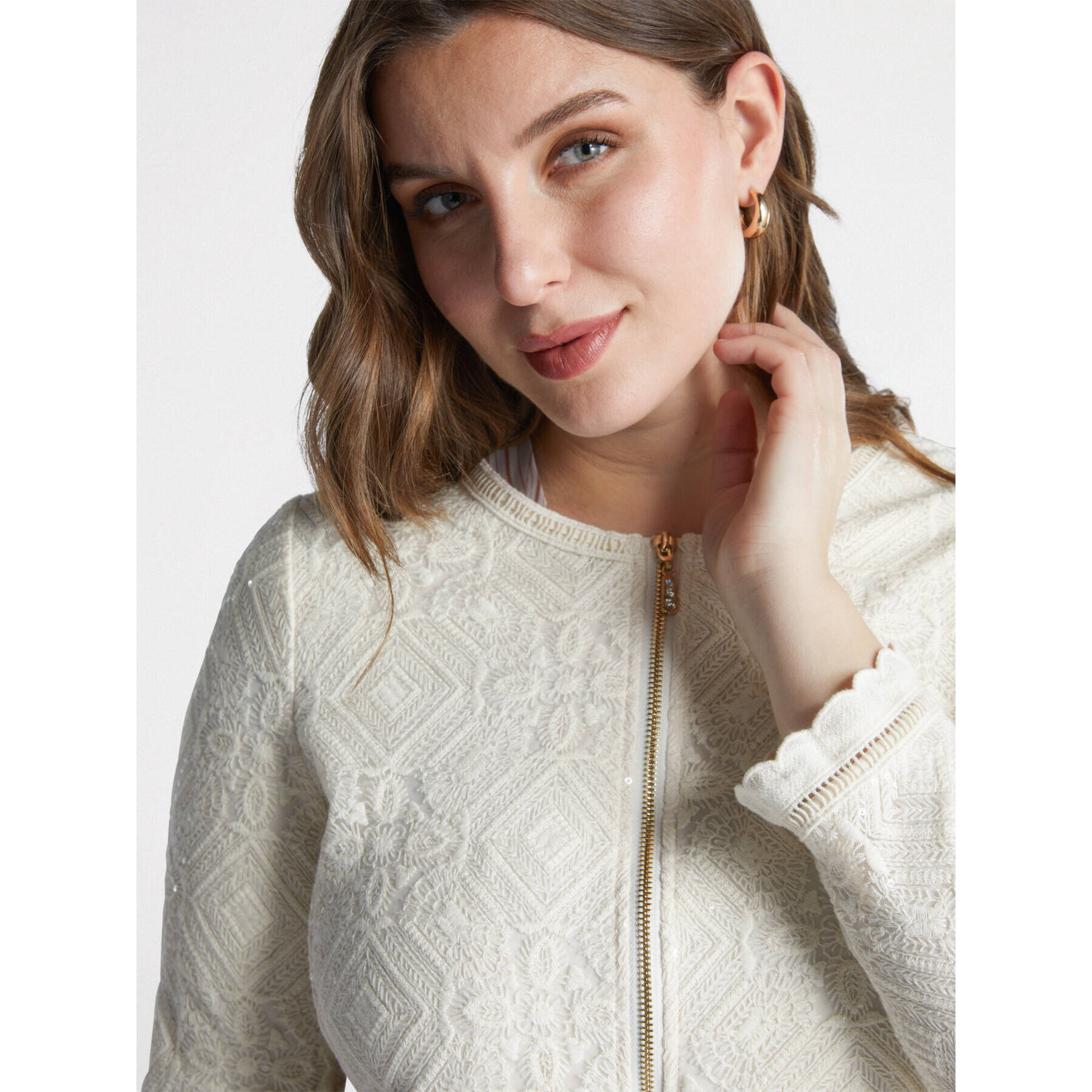 Fiorella Rubino - Chaqueta corta de encaje - Beige