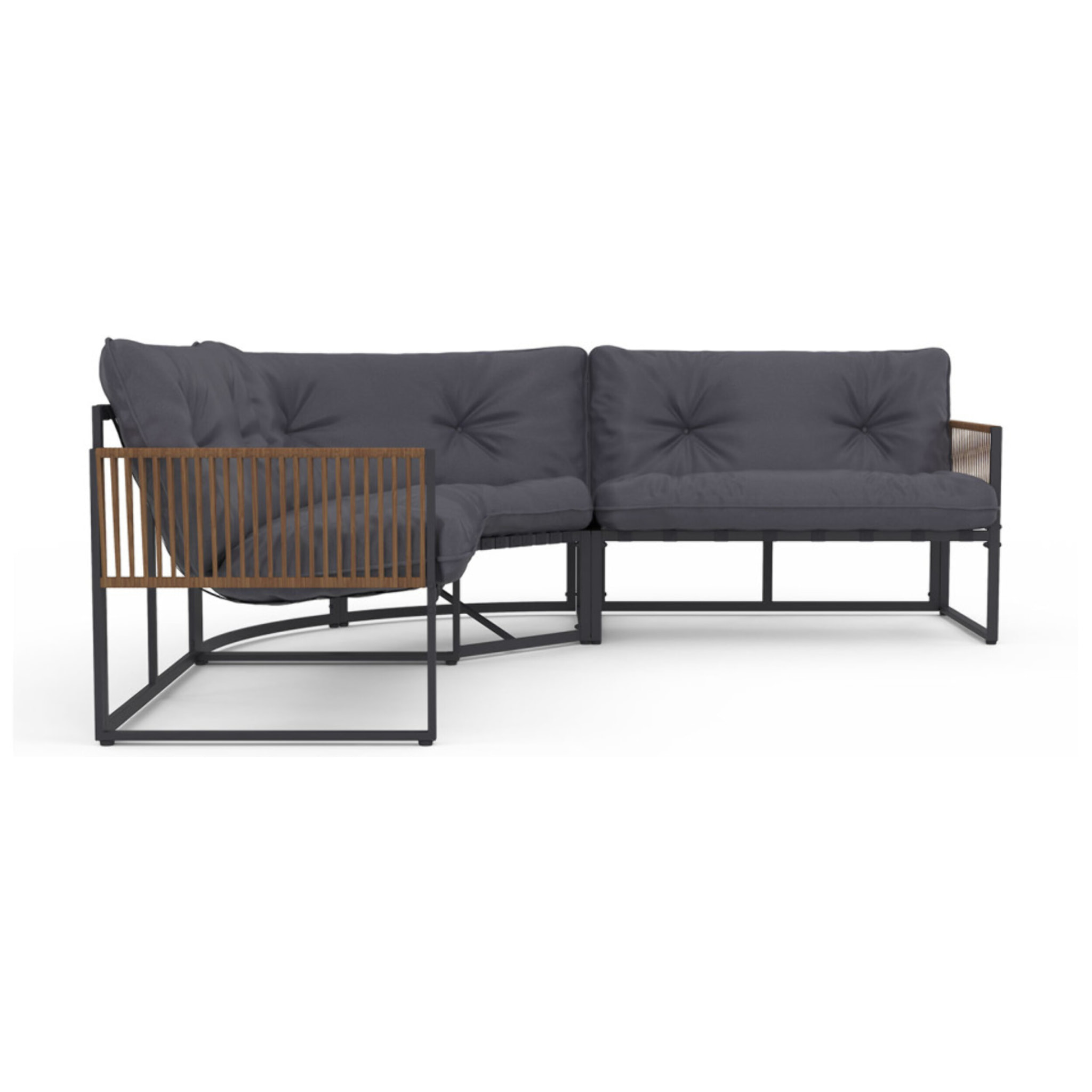 Salon de jardin d'angle Ozéa 6 places gris et cordage