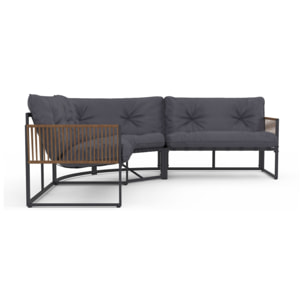 Salon de jardin d'angle Ozéa 6 places gris et cordage