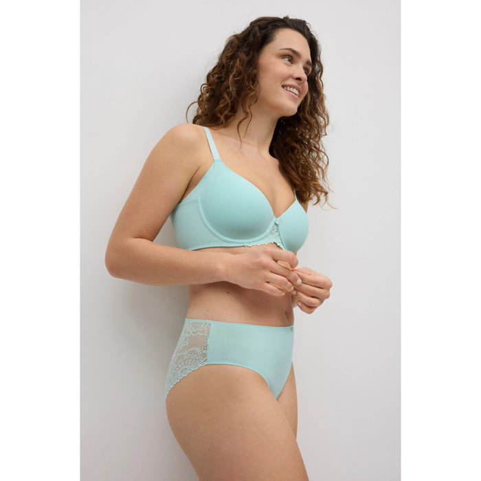 Reggiseno imbottito con ferretto in pizzo floreale nero