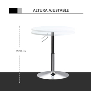 Mesa de Bar Regulable en Altura con Base Antideslizante Ø60x69-93 cm Blanco