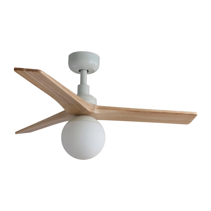KLIM S Ventilatore a soffitto bianco/legno querciaE27