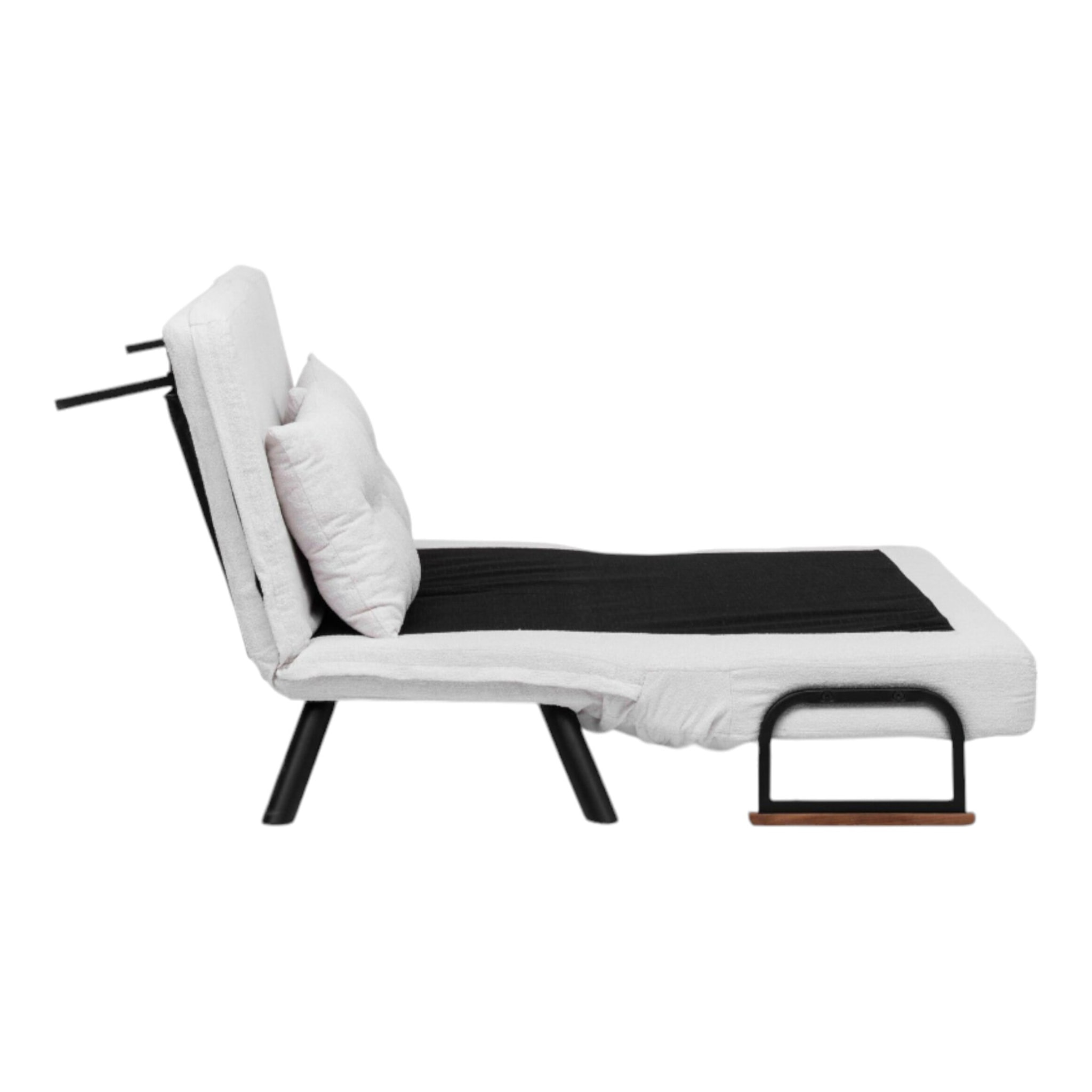Divano letto 2 posti Calvin, Sofà trasformabile, Divanetto per ospiti, Poltrona letto contenitore, 133x78 h78 cm, Bianco